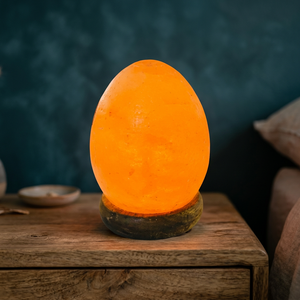 Base en bois pour décoration de table avec lampe en sel de l'Himalaya rouge artisanale OEM, lumière de cristal naturel en roche solide - Product Image 1