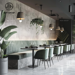 Mesa y silla de mármol cuadrada <span class=keywords><strong>para</strong></span> cafetería y cafetería <span class=keywords><strong>vintage</strong></span>, Banco de terciopelo en forma de L comercial, muebles <span class=keywords><strong>para</strong></span> restaurante, sofá - Product Image 2