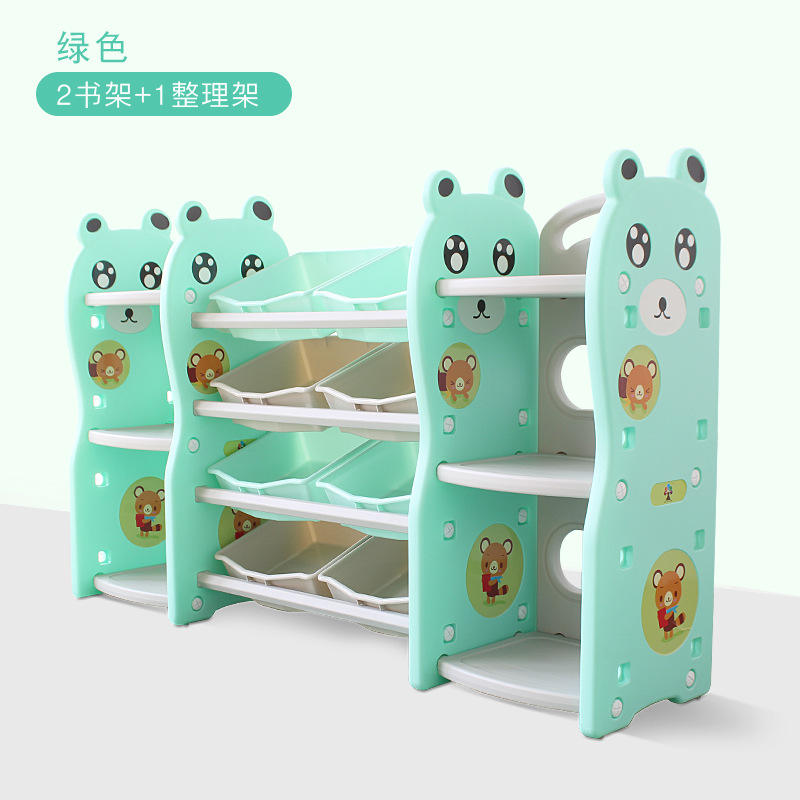 Toy rack + 2 bookshelves mint green