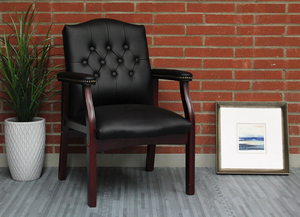 Fauteuil d'appoint en cuir OE HOME pour salon avec accoudoirs rembourrés, dossier mi-haut ergonomique, design moderne et transitoire - Product Image 6