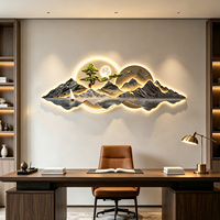 Art mural paysager moderne de luxe avec éclairage LED rétroéclairé, peinture décorative murale lumineuse, décoration intérieure pour salon, bureau