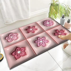 Tapis de bain rectangulaire floral Welcome Home, antidérapant et absorbant, pour la salle de bain, motif en tissu technologique 1 - Product Image 5