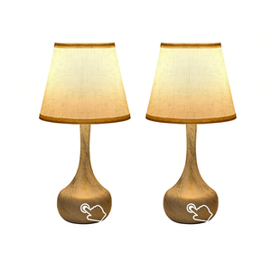 Lampes de table style farmhouse, abat-jour en tissu blanc, LED E26, à intensité variable tactile, pour chambre à coucher, salon, bureau - Product Image 1