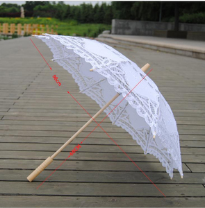 Винтажный кружевной свадебный зонт с деревянной ручкой 10K, ручной работы, с вышивкой, реквизит для свадебных фотосессий - Product Image 2