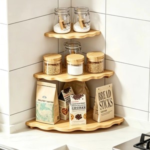 Wooden corner <b>shelf</b>, corner triangular fan-shaped <b>shelf</b>, corner bookshelf, living room, no-drill <b>wall</b>-<b>mounted</b>, bedroom - Product Image 4