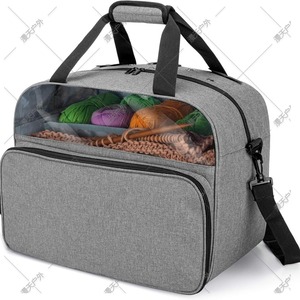 Yarn Tote Bag Gray Rectangular Transparent <b>Storage</b> For <b>Knitting</b> Supplies Craft Organization - Product Image 1