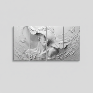 Conjunto de 4 paneles de lienzo impresos Art Deco, elegante retrato de mujer en 3D, arte moderno para colgar en la pared - Product Image 2