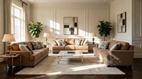 Canapé en tissu Cognac pour grossistes en meubles, configuration 3+2+1, sièges de salon pour designers d'intérieur