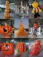Géant Extérieur Ferme Spooky Halloween Résine Artisanat Citrouille Thème Parc Accessoires Décoration Fibre de Verre Squelette Effrayé