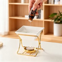 Diffuseur d'huiles essentielles en métal doré de luxe, aromathérapie, chauffe-cire, porte-bougie chauffe-cire, brûleur à huile pour le yoga, le spa, la décoration de la maison