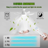 Ventilateur de plafond LED avec télécommande, base E27, gradation progressive, minuterie 2/4H, blanc, 3 vitesses, design moderne à profil bas
