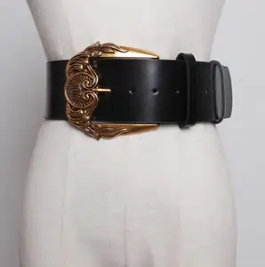 Ceinture en cuir sculpté ceinture en cuir véritable femme décoration simple boucle ardillon ceinture véritable