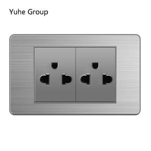 Cadre gris brossé en acier inoxydable, norme thaïlandaise, 1 ensemble d'interrupteurs muraux et prise murale USB pour ordinateur et télévision. - Product Image 3