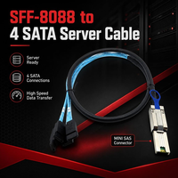 Kabel SFF-8088 ke 4 SATA Mini SAS 26Pin ke 4x 7Pin Breakout Cable 6Gbps SAS 2.1 RAID Controller ke 4 HDD SSD Kabel Data Server