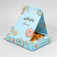 Boîte d'emballage pour beignets à emporter personnalisée, boîte à beignets en papier de haute qualité avec poignée, boîte de présentation en papier avec poignée