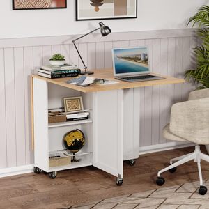 <span class=keywords><strong>Mesa</strong></span> de Comedor Plegable Moderna Personalizada OEM que Ahorra Espacio con Cajones y Estantes de Almacenamiento, 6 Ruedas, Material de Papel para Cocinas Pequeñas - Product Image 5