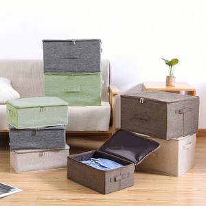 Foldable Lidded Cotton <b>Linen</b> <b>Storage</b> <b>Boxes</b> with PP Plastic Board Home <b>Storage</b> Cubes Closet Clothes Organizer - Product Image 5
