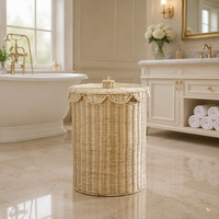 Panier de rangement en rotin mignon en forme d'éventail, panier de rangement multifonctionnel pour serviettes de chambre d'enfant en rotin