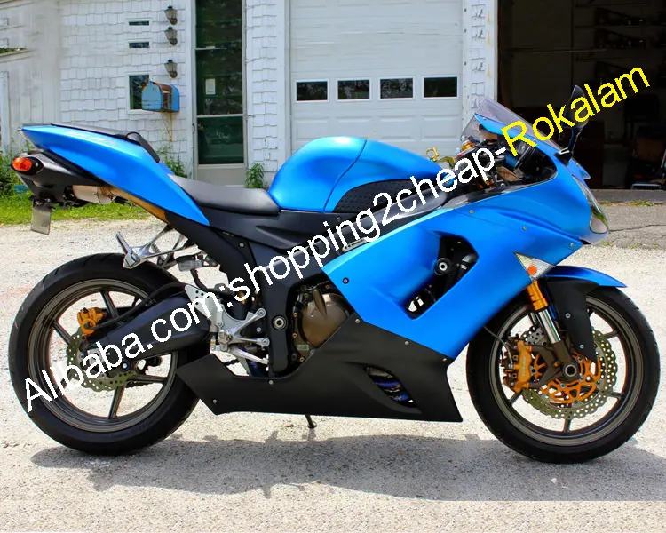 ยอดนิยมรถจักรยานยนต์ Fit สำหรับ KAWASAKI Ninja ZX-6R ZX 6R 636 2005 2006 ZX6R 05 06 สีฟ้าสีดำ Fairing Kit