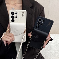 Étui de téléphone en silicone antichoc avec porte-cartes et motif floral pour S26 Ultra, compatible S25 Edge et A72
