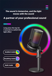Micrófono USB RGB con luces deslumbrantes para grabación <span class=keywords><strong>de</strong></span> <span class=keywords><strong>canciones</strong></span> K, Juegos <span class=keywords><strong>de</strong></span> ordenador, teléfono móvil, transmisión en vivo y enseñanza - Product Image 2