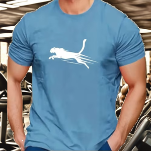 Camiseta Deportiva de Manga Corta para Hombre, Cuello Redondo, Estampado Digital Americano, Corte Holgado Informal - Product Image 2