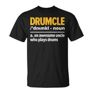 Camiseta Drumcle de manga corta con cuello redondo, unisex, para adultos, músico, baterista, tío, camiseta para reuniones familiares, fiesta - Product Image 1