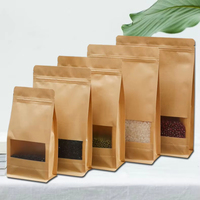 Pochette debout imprimée avec logo personnalisé sacs refermables à fermeture éclair debout sacs zip-lock en papier kraft avec fenêtre emballage alimentaire