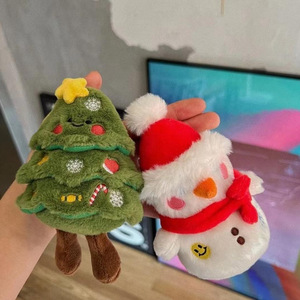 Dessin animé arbre de Noël Figurines bonhomme de neige pendentifs LED cuivre peluche poupées porte-clés cadeaux décoratifs sûrs - Product Image 4