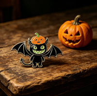 Halloween Horror-Serie Geschenk-Abzeichen Kreative Cartoon Fledermaus- und Katzenförmige Metall-Handwerkskunst Gedenkabzeichen Anstecknadel Kundenspezifischer Großhandel