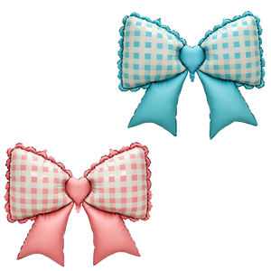 Neuer 117*89 cm Retro Rosa-Blauer Karierter Spitzen-Schleifenballon im Prinzessinnen-Stil für Mädchen-Geburtstagsdekoration - Product Image 6