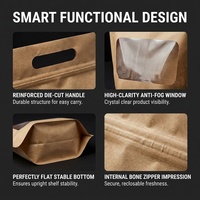 Sacs personnalisés en PE imprimé avec poignée, fenêtre transparente, film résistant à la chaleur, recyclables, en papier kraft, pour poulet rôti et aliments cuits