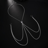 OEM Chaîne de soutien-gorge collier en strass simple et superposée Chaîne de sous-vêtements à chaîne fine brillante pour la poitrine et le corps Chaîne de bijoux pour fille Cadeau