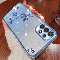 Étui souple de luxe scintillant avec placage floral pour Samsung S26 S25 S24 S23 Ultra S22 Plus S21 FE A53 A23 A14 A54 Note 20
