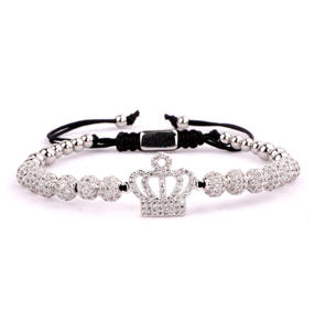 Bracciale Macramè con Charm Corona e Perline in Zirconia Cubica di Alta Qualità, Nuovo Design, <span class=keywords><strong>Gioielli</strong></span> per Uomo e Donna - Product Image 4