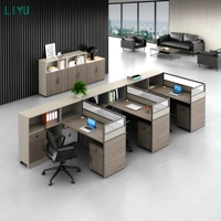 Poste de travail modulaire moderne pour 4 personnes avec armoire de rangement et panneau d'intimité pour mobilier de bureau d'entreprise