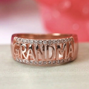 แหวนคุณยายสีโรสโกลด์ประดับคริสตัลไรน์สโตน ของขวัญสำหรับผู้หญิง เครื่องประดับชั้นดี T0957 - Product Image 1