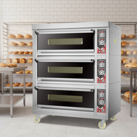 Four commercial hybride électrique et à gaz tout-en-un en acier inoxydable pour la cuisson de pain, gâteaux, pizzas, biscuits et autres produits de boulangerie