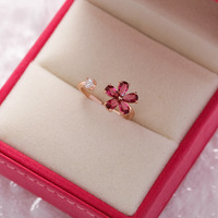Vente chaude coréen fleurs délicates papillon feuille incrustation brillant Zircon bague en laiton élégant bijoux fiançailles fête cadeau