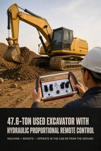 Excavatrice sur chenilles d'occasion 50t avec télécommande hydraulique proportionnelle sans fil industrielle - Product Image 5