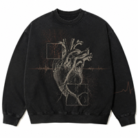 Nuovo Design Felpa Girocollo Personalizzata in Tessuto Anatomico Plus Size TC French Terry con Stampa a Scarica, Fabbrica di Abbigliamento OEM ODM
