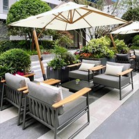 Fauteuil de salon extérieur moderne en aluminium avec table basse, ensemble de fauteuils de patio imperméables, mobilier de jardin antirouille pour l'Australie