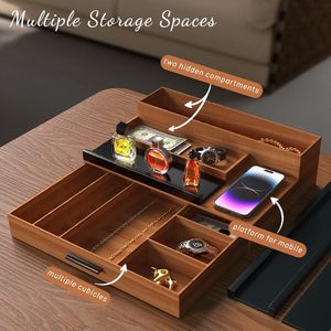 Caja de Almacenamiento de Perfumes de Madera con Compartimento Oculto, Color Retro, Organizador de Cosméticos de 24L - Product Image 4