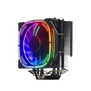 Computador Desktop radiador CPU ventilador vento calmo 4 tubo de cobre niquelado RGB efeito lâmpada chassis PWM cartão de disco rígido