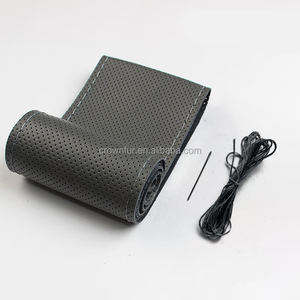 Housse de volant en cuir de vache à coudre à la main pour jeep bwm honda civic ford nissan - Product Image 3