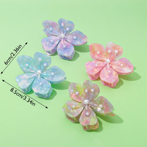 Accesorios para el Cabello de Acetato Personalizados, Pinza de <span class=keywords><strong>Pelo</strong></span> Grande con Flores Coloridas, Diseño Creativo Personalizado al por Mayor para Uso Casual - Product Image 3