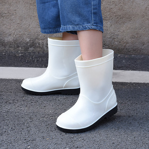 Yilong Yang Family Generals Bottes de pluie pour enfants, en PVC, antidérapantes, pour garçons et filles de 4 à 12 ans, bleu et blanc - Product Image 3