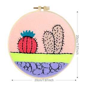 <span class=keywords><strong>Cactus</strong></span> Bloemen Punch Needle Borduur Starter Kit DIY <span class=keywords><strong>Set</strong></span> voor Beginners Volwassenen Eenvoudige Kit met Garen Borduurring Kunstnijverheid - Product Image 4