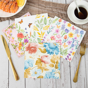 Pastoral Tarz Baskılı Kağıt Peçeteler, Avrupa Temalı Parti ve Etkinlikler için Çiçek Desenli Dekoratif Tek Kullanımlık Peçeteler, Toptan Satış - Product Image 2