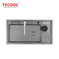 Évier de cuisine multifonction personnalisé à montage supérieur, cuve unique, avec robinet et rince-gobelet en acier inoxydable SS304